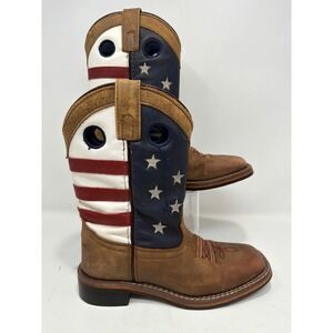 Smoky Mountain Boots Kids 1 R American Flag Patriotic Western Square Toe 3880 C
